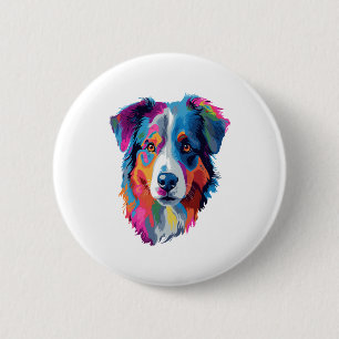 Macaron Rond 5 Cm Chien berger australien coloré