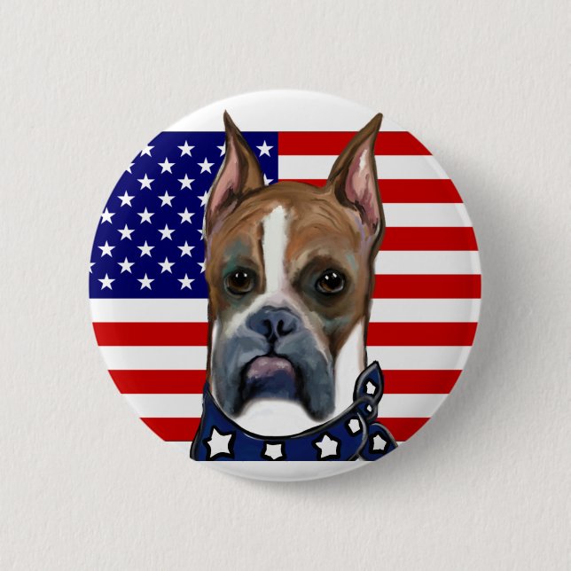 Macaron Rond 5 Cm Chien Boxer (Devant)