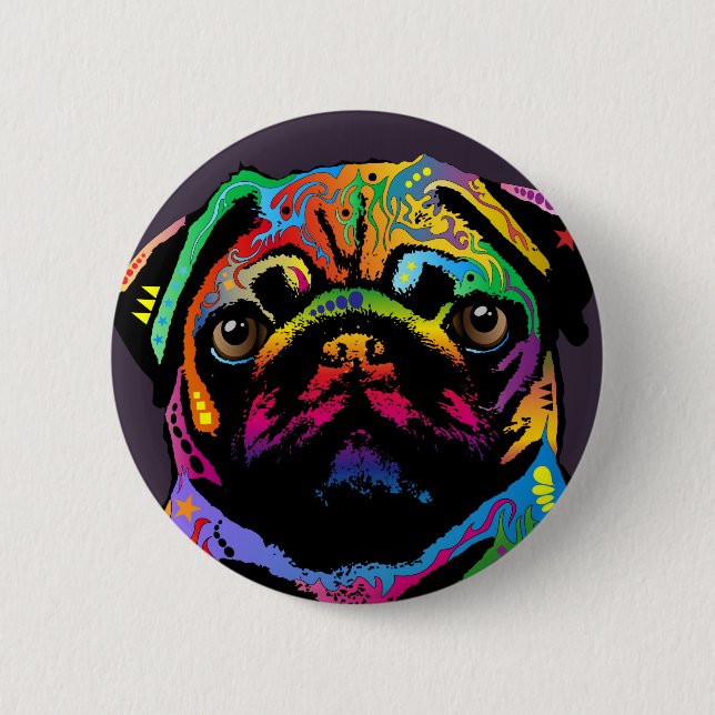 Macaron Rond 5 Cm Chien carlin (Devant)