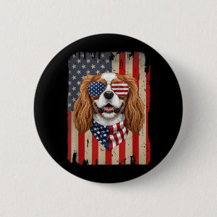 Macaron Rond 5 Cm Chien Cavalier King Charles 4 juillet