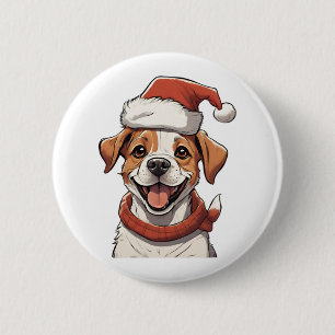 Macaron Rond 5 Cm Chien chiot mignon portant le T-Shi classique Casq