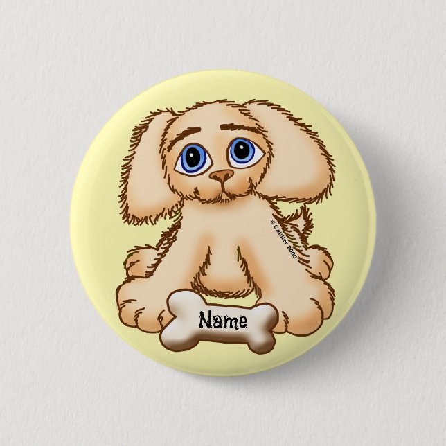 Macaron Rond 5 Cm Chien chiot os (Devant)