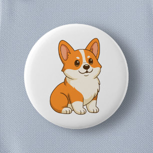 Macaron Rond 5 Cm Chien Corgi Mignon