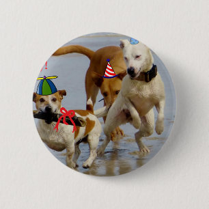 Macaron Rond 5 Cm chien d'anniversaire heureux