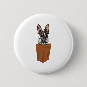 Macaron Rond 5 Cm Chien dans la poche Funny Chien pour Amoureux de l