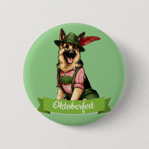 Macaron Rond 5 Cm Chien de berger allemand Oktoberfest