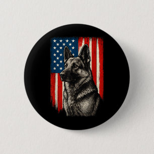 Macaron Rond 5 Cm Chien de berger allemand patriotique drapeau améri