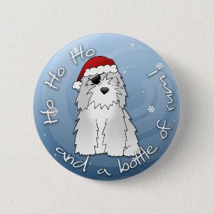 Macaron Rond 5 Cm Chien de berger anglais de pirate de Père Noël