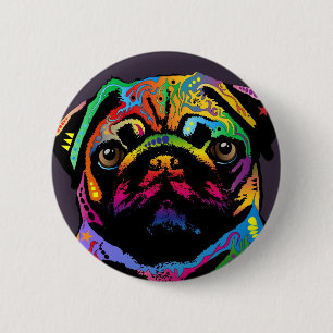Macaron Rond 5 Cm Chien de carlin