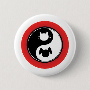 Macaron Rond 5 Cm Chien de chat de Yin Yang
