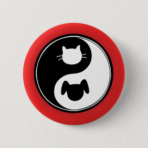 Macaron Rond 5 Cm Chien de chat de Yin Yang