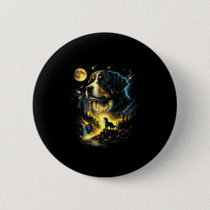 Macaron Rond 5 Cm chien de montagne bernois hurlant à la lune fantai