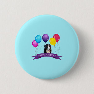 Macaron Rond 5 Cm Chien de Montagne bernois Joyeux anniversaire