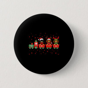Macaron Rond 5 Cm Chien de Noël teckel Lumières Santa Xmas Animal Ch