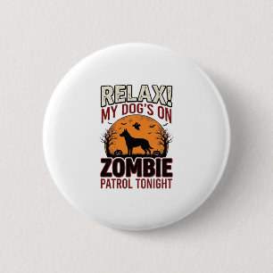 Macaron Rond 5 Cm Chien de patrouille zombie Halloween Gravure vinta