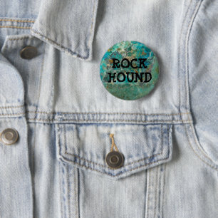 Macaron Rond 5 Cm Chien de roche en pierre bleu de Chrysocolla