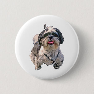 Macaron Rond 5 Cm Chien de Shih Tzu