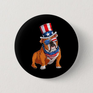 Macaron Rond 5 Cm Chien de taureau 4 juillet drapeau américain
