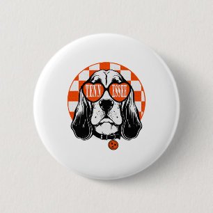Macaron Rond 5 Cm Chien de Tennessee Orange Blanc Rocky Top TN