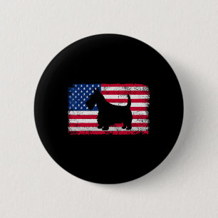 Macaron Rond 5 Cm Chien de Terrier écossais 4 juillet Amérique patri