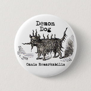 Macaron Rond 5 Cm Chien Démon Vintage Drôle Mignon