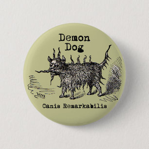 Macaron Rond 5 Cm Chien Demon Vintage Funny migre
