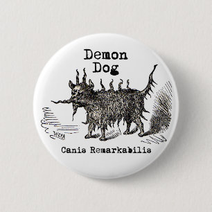 Macaron Rond 5 Cm Chien Demon Vintage Funny migre