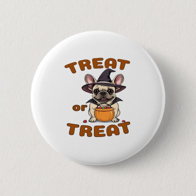 Macaron Rond 5 Cm Chien d'Halloween français Costume de chien � Trea (Devant)