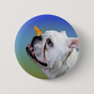 Macaron Rond 5 Cm Chien et papillon