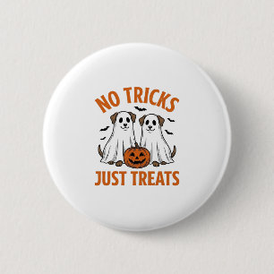 Macaron Rond 5 Cm Chien fantôme drôle Halloween Pas de farces juste 