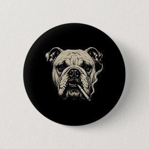 Macaron Rond 5 Cm Chien fumant une cigarette Mème drôle de Bulldog a