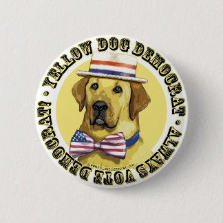 Macaron Rond 5 Cm Chien jaune Démocrate. Bouton