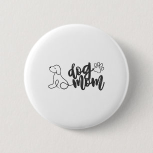 Macaron Rond 5 Cm Chien Maman Ligne Design Art minimaliste Amoureux