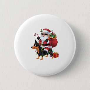 Macaron Rond 5 Cm Chien miniature à cheval Père Noël Éclairage de No