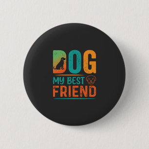 Macaron Rond 5 Cm Chien Mon Meilleur Ami Design Rétro