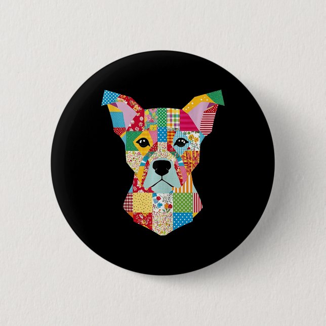 Macaron Rond 5 Cm Chien Motif De Quilt Pour Coudre De Quilter Lover (Devant)