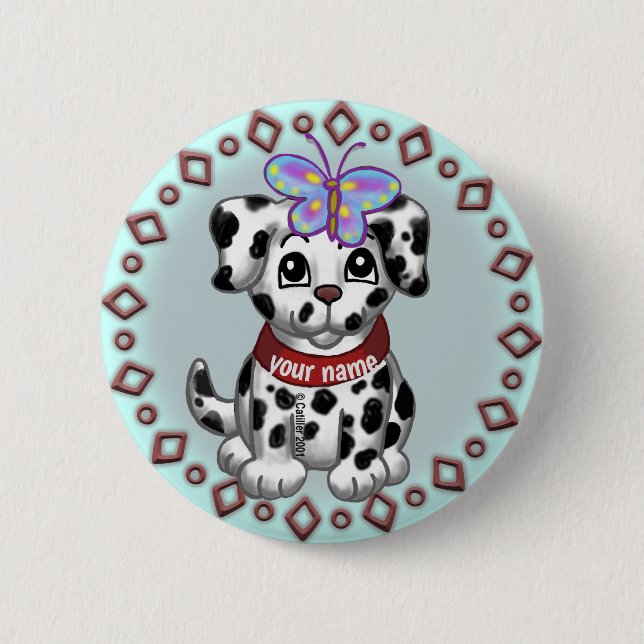 Macaron Rond 5 Cm Chien Papillon (Devant)