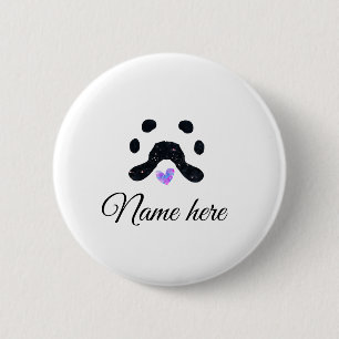 Macaron Rond 5 Cm Chien patte noir animal ajouter nom texte animal p