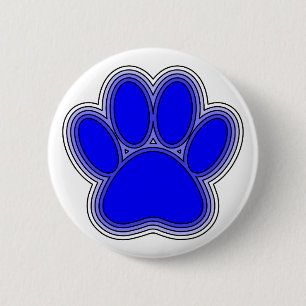 Macaron Rond 5 Cm Chien Paw En Bleu Avec Contours