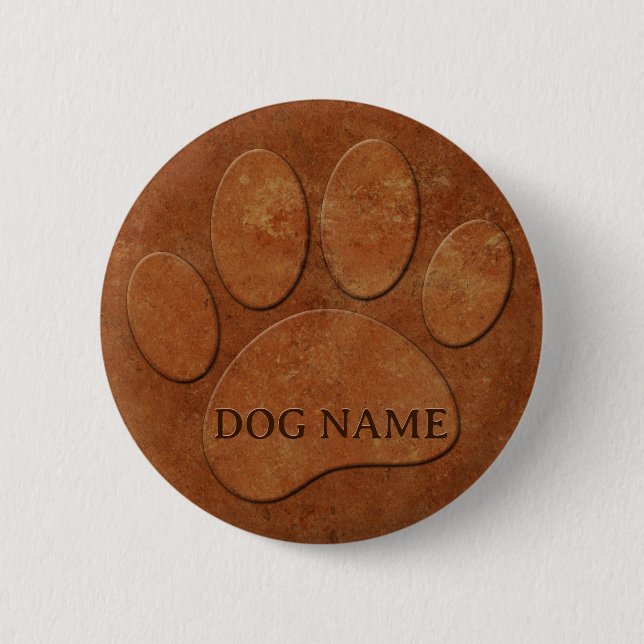 Macaron Rond 5 Cm Chien Paw Faux Terracotta Imprimer (Devant)
