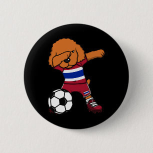 Macaron Rond 5 Cm Chien Poodle Dabbing Thailand Supporter de Foot Ma