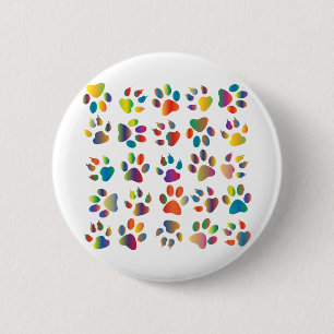 Macaron Rond 5 Cm Chien Prismatic Colorful Empreintes de pattes d'an