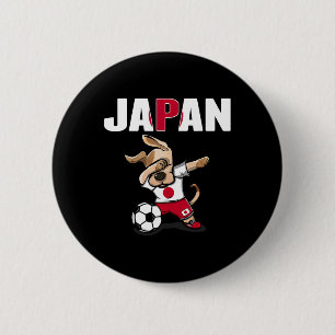 Macaron Rond 5 Cm Chien qui Dabbing Japon Maillot de supporters de f