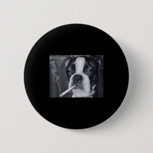 Macaron Rond 5 Cm Chien qui fume drôle Mème Cigarette Mème Chien Gen