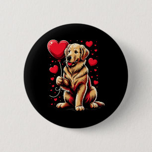 Macaron Rond 5 Cm Chien Retriever Doré Saint-Valentin Propriétaire d