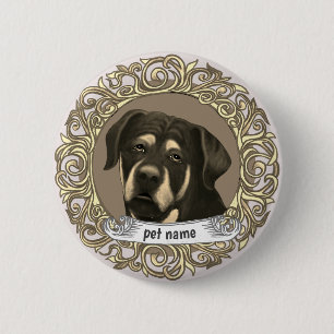 Macaron Rond 5 Cm Chien Rottweiler