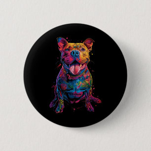 Macaron Rond 5 Cm Chien Tatouages Pitbull Tatoué Colorful Chien Tato