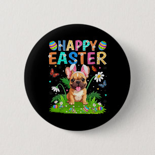 Macaron Rond 5 Cm Chien-taureau français Joyeux OEufs de Pâques Chas