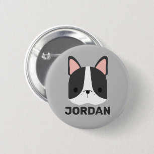 Macaron Rond 5 Cm Chien-taureau français mignon avec nom personnalis