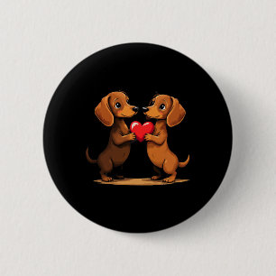 Macaron Rond 5 Cm Chien Teckel Charmant Cœur Pour La Saint-Valentin